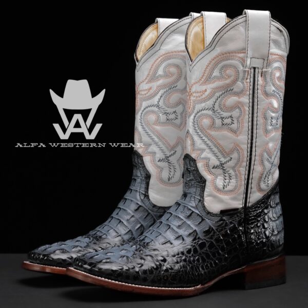 Men’s Handmade Gray Caiman Neck – Square Toe