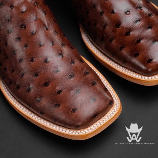 Men’s Handmade Brown Ostrich – Square Toe - Image 2