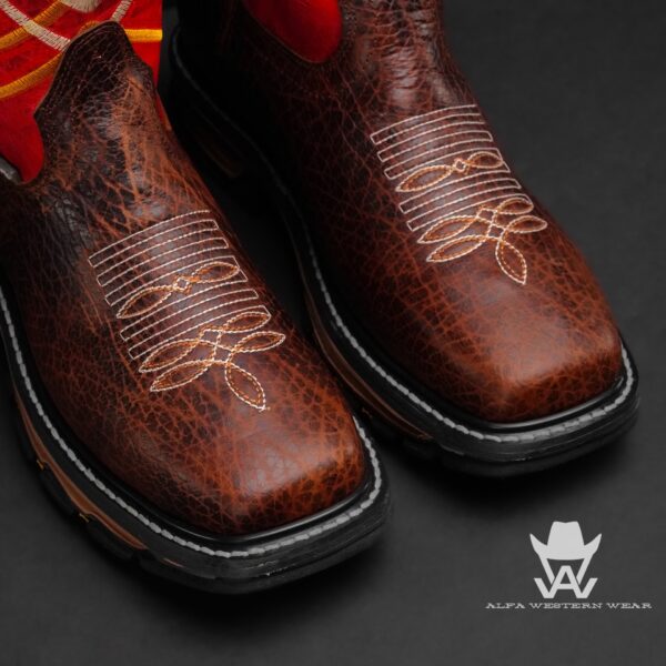 Men’s Handmade Brown Bull Hide Steel Toe – Square Toe - Image 2