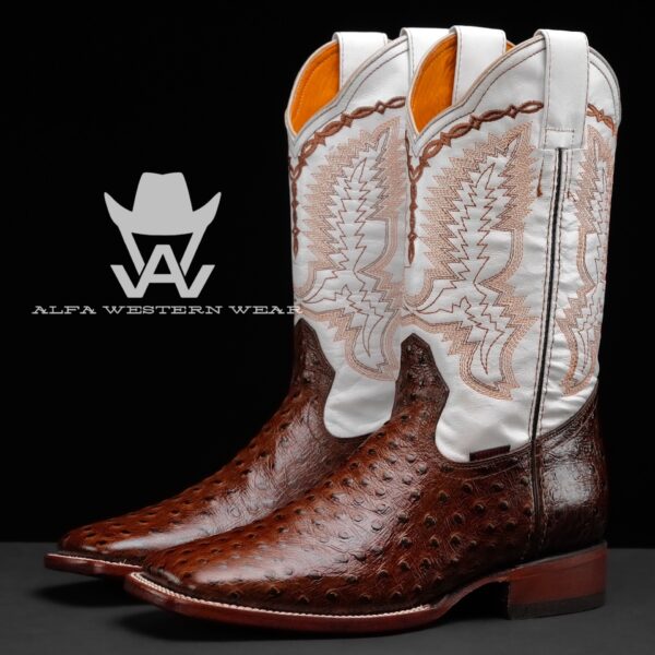 Men’s Handmade Brown Ostrich – Square Toe