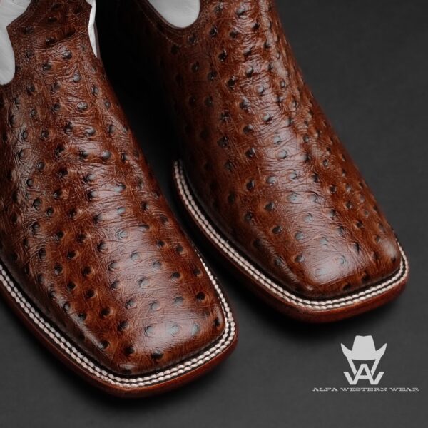 Men’s Handmade Brown Ostrich – Square Toe - Image 2