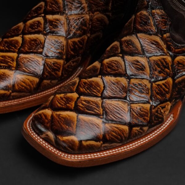 Men’s Handmade Honey Fish Scale – Square Toe - Image 2