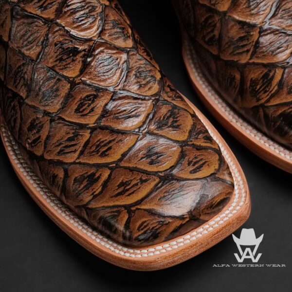 Men’s Handmade Honey Fish Scale – Square Toe - Image 2