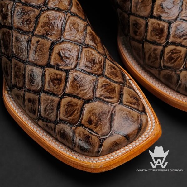 Men’s Handmade Honey Fish Scale – Square Toe - Image 2