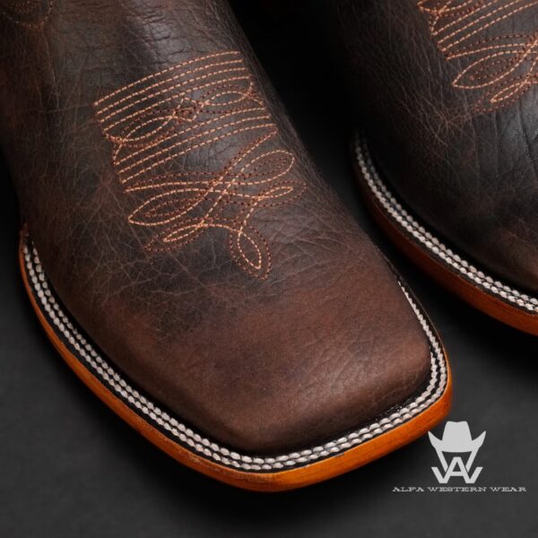 Men's Handmade Brown Buffalo - Square Toe - Image 2