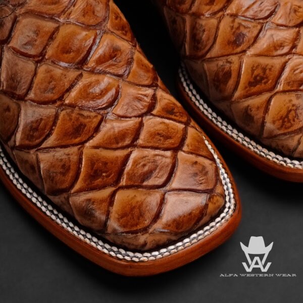Men’s Handmade Honey Fish Scale – Square Toe - Image 2