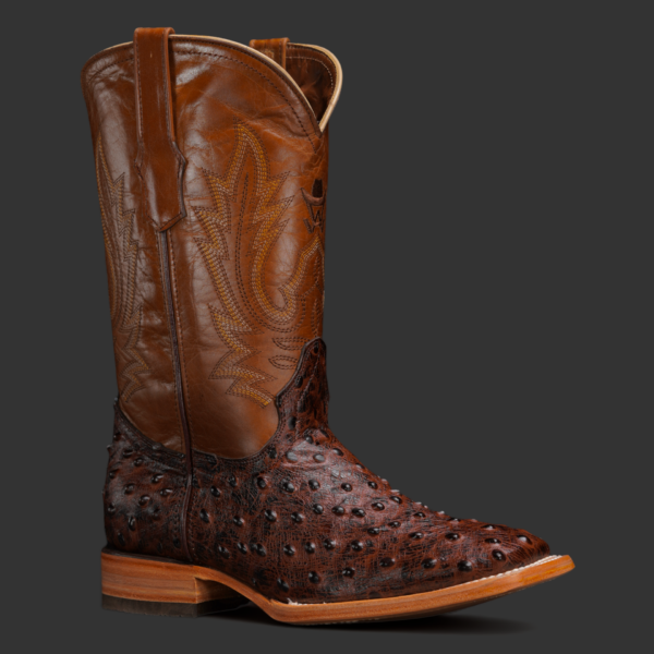 Chocolate Brown Ostrich – Square Toe
