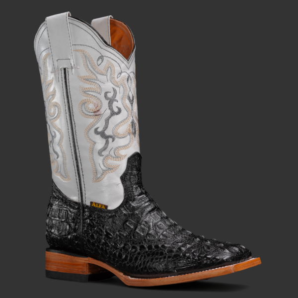 Black Caiman Neck – Square Toe