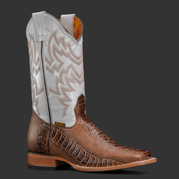 Brown Ostrich Leg – Square Toe