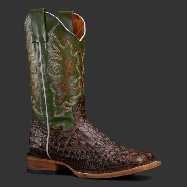 Chocolate Brown Caiman Neck – Square Toe