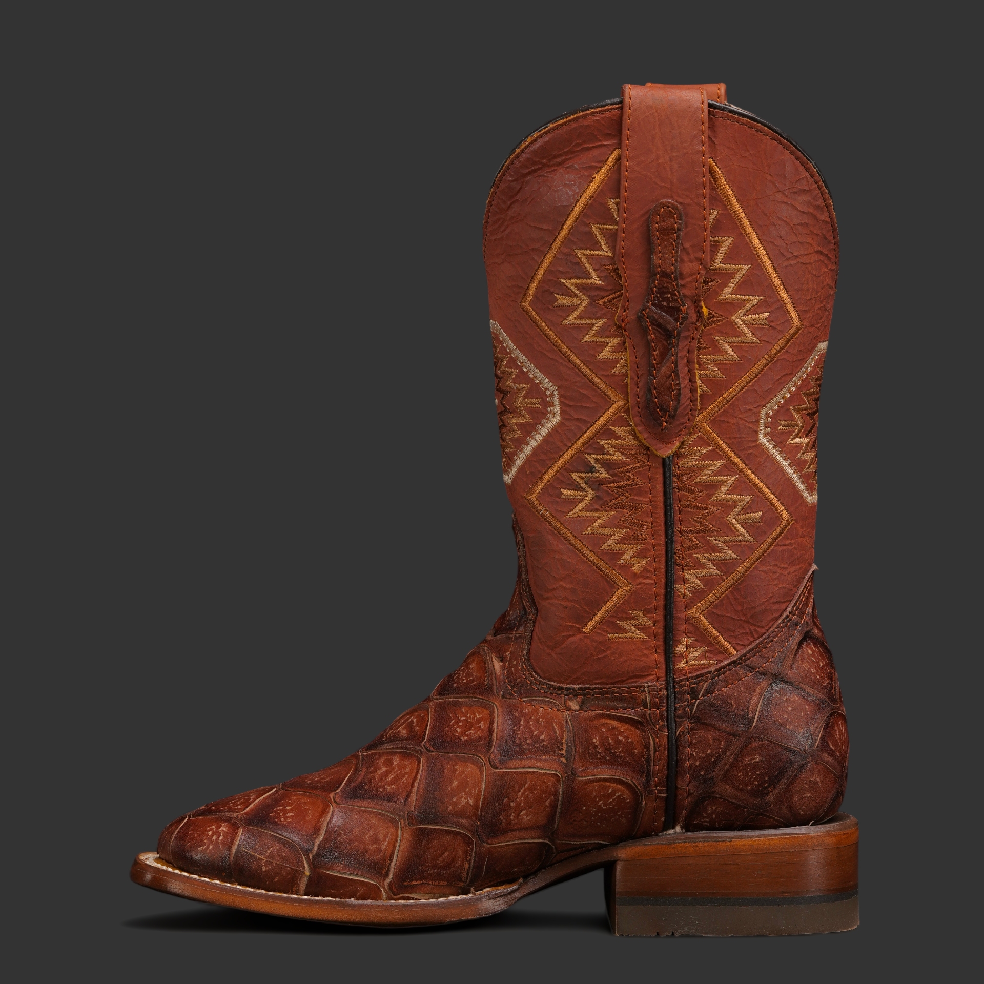 Cognac Fish Scale - Square Toe - Image 2