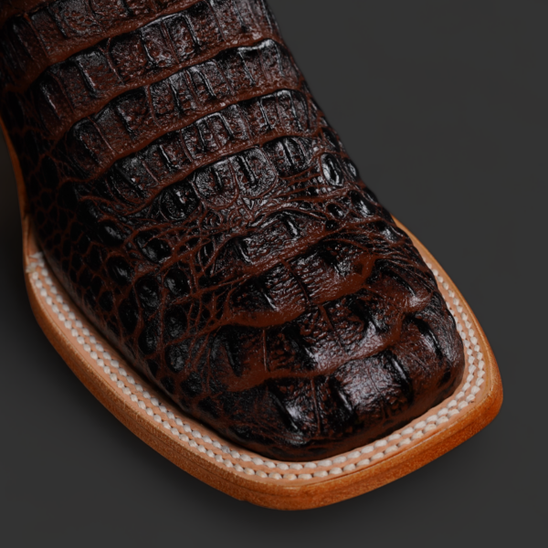 Chocolate Brown Caiman Neck – Square Toe - Image 3