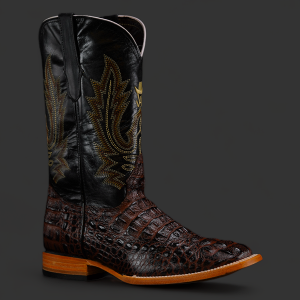 Chocolate Brown Caiman Neck – Square Toe