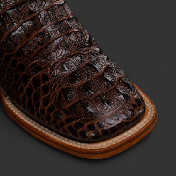 Chocolate Brown Caiman Neck – Square Toe - Image 3