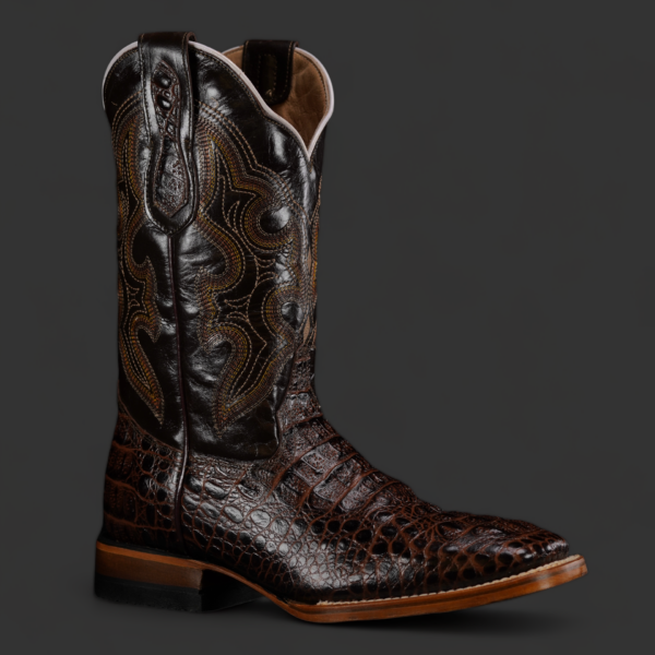 Chocolate Brown Caiman Neck – Square Toe