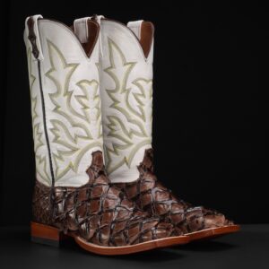 Genuine Brown Pirarucu - Square Toe (FREE Belt & Wallet)