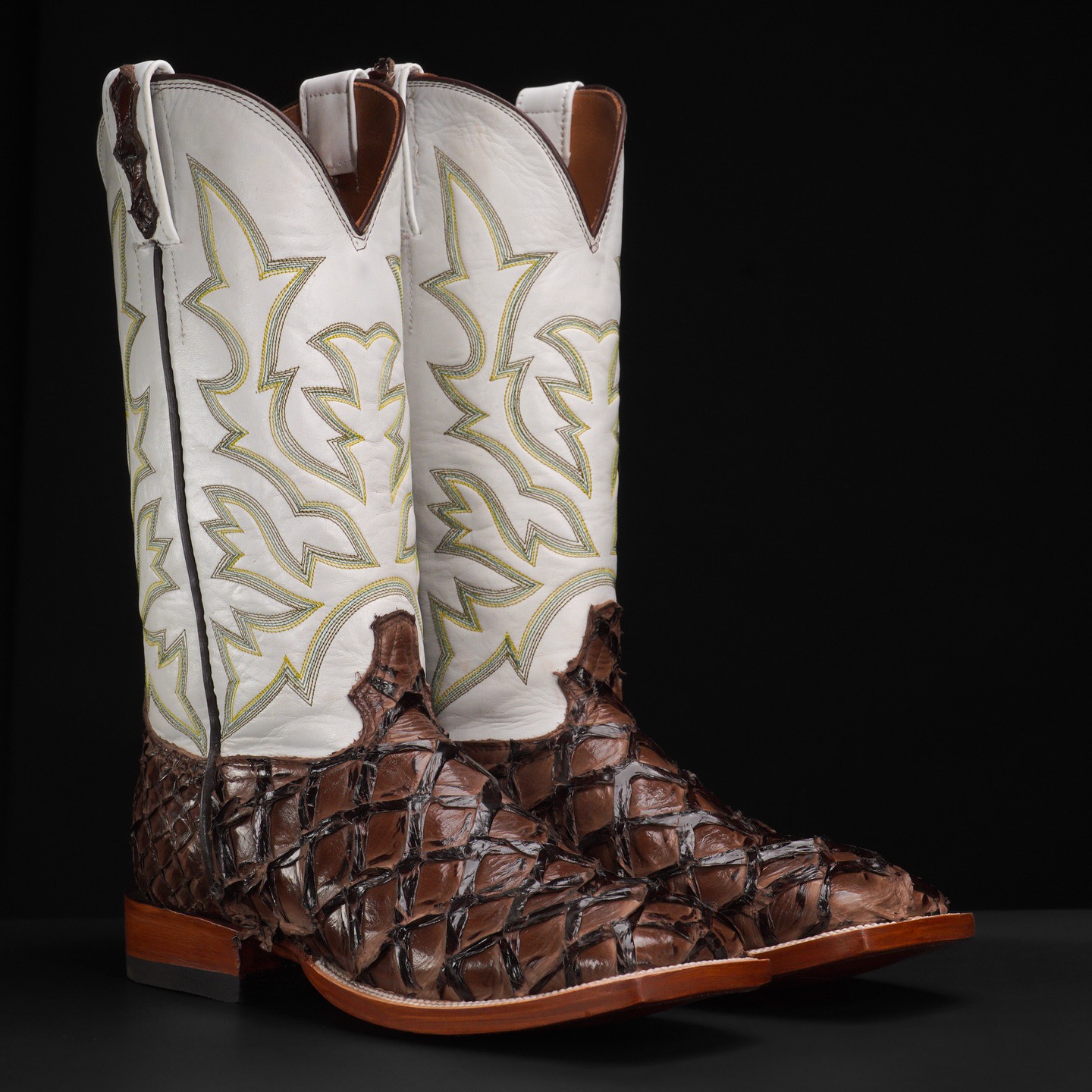 Genuine Brown Pirarucu - Square Toe (FREE Belt & Wallet)