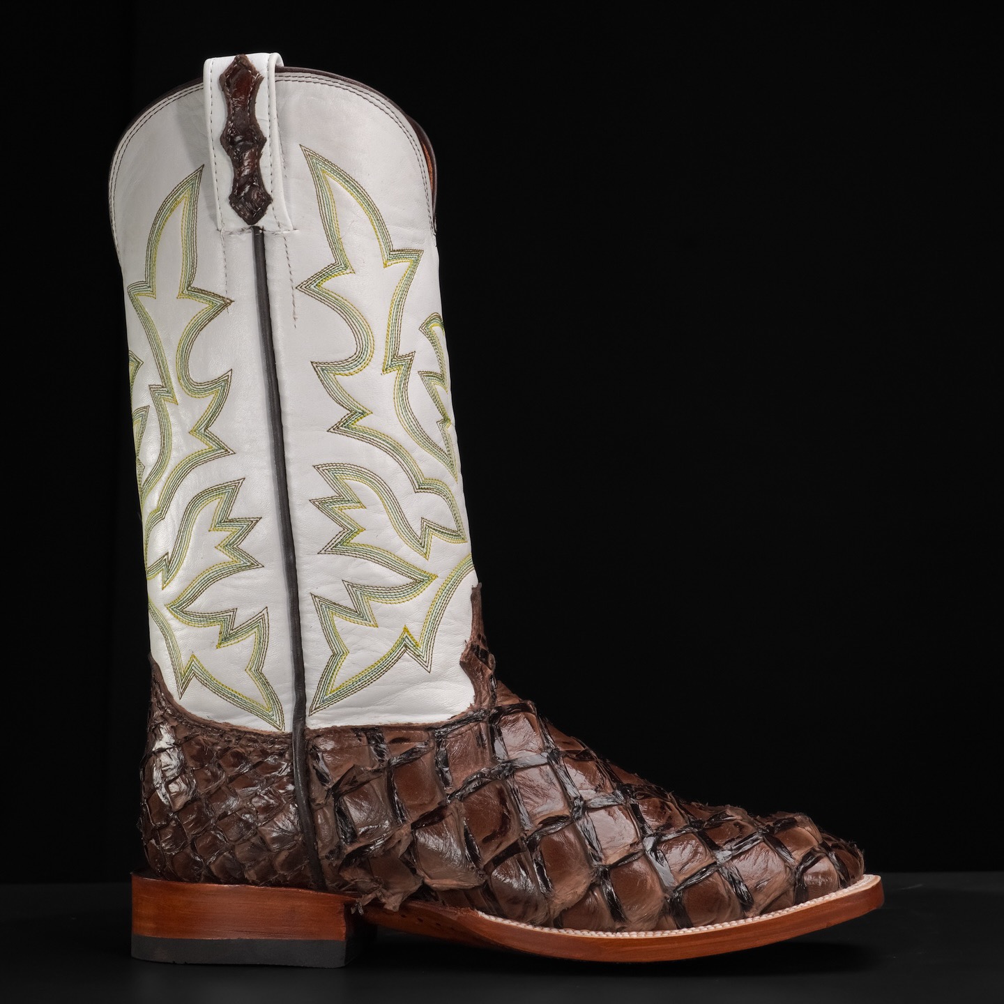 Genuine Brown Pirarucu - Square Toe (FREE Belt & Wallet) - Image 3