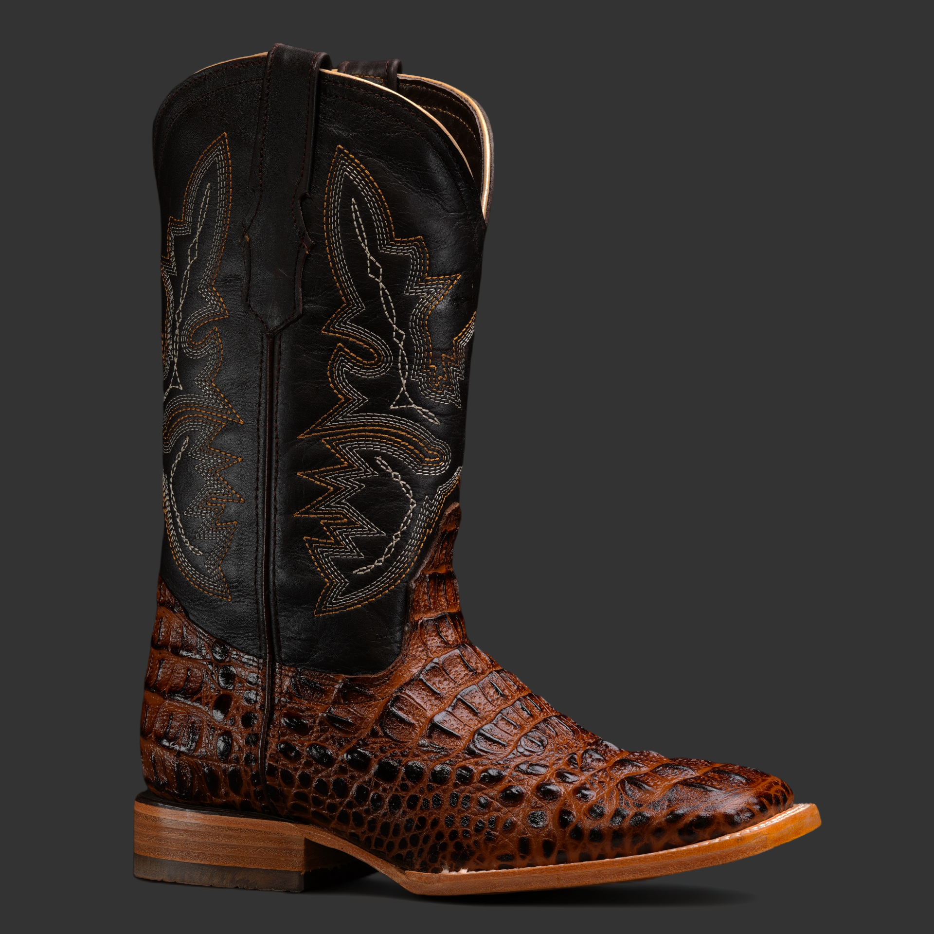 Cognac Caiman Neck – Square Toe