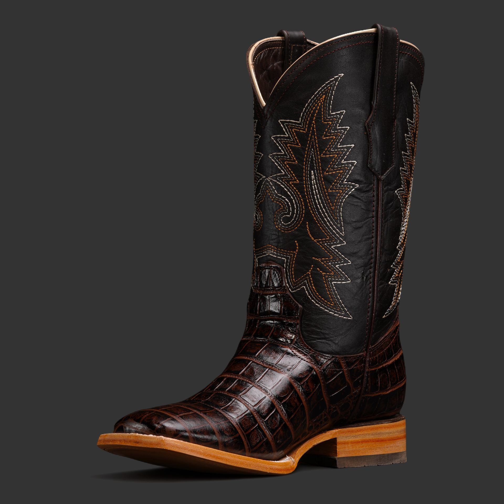 Brown Caiman Belly – Square Toe - Image 2