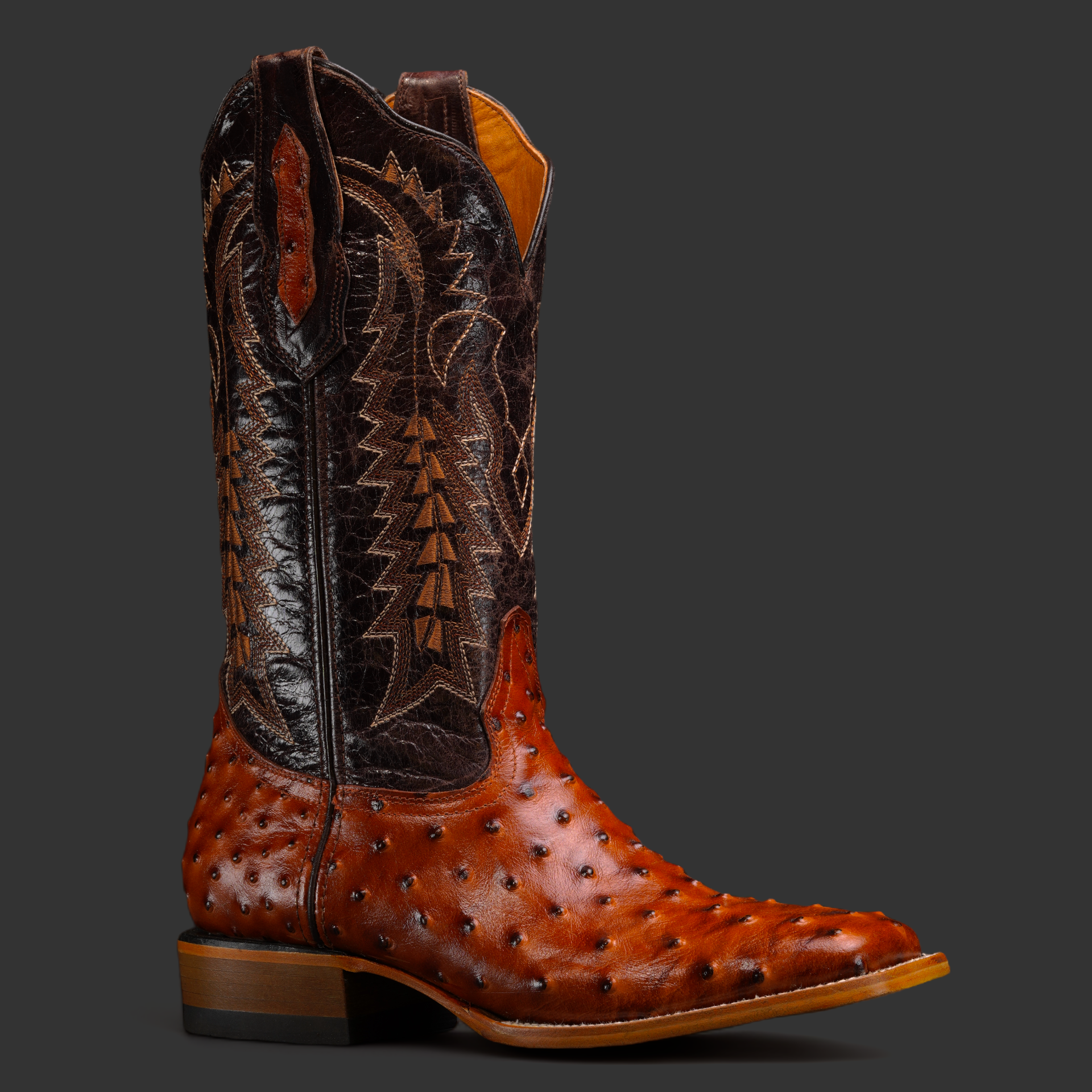 Cognac Ostrich – Sqaure Toe