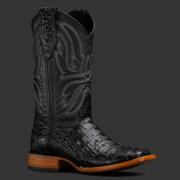 Black Caiman Horn Back – Square Toe