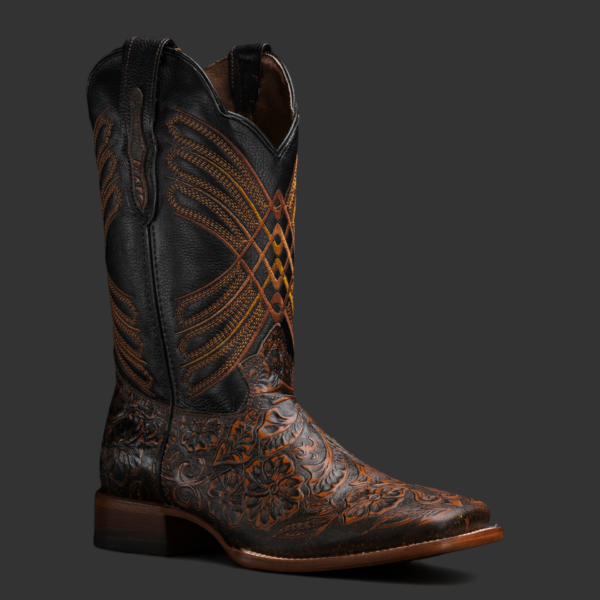 FD Cognac Hand Tooled – Square Toe