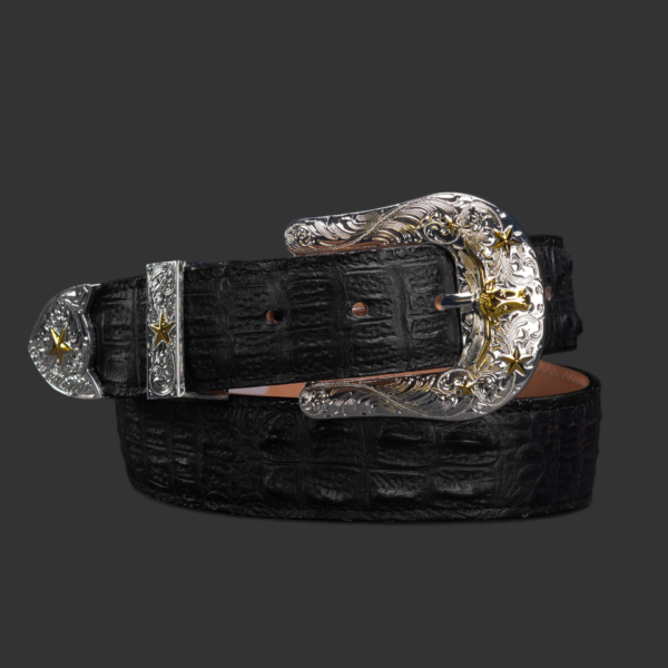 Black Caiman Neck Belt