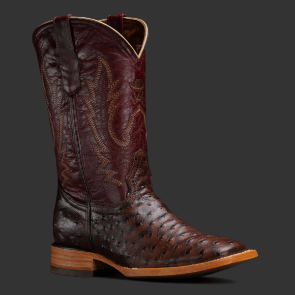 Chocolate Brown Ostrich – Square Toe