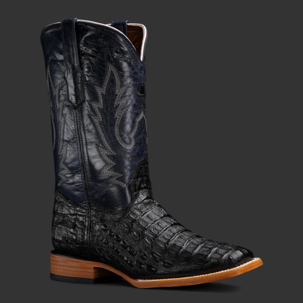 Black Caiman Horn Back – Square Toe