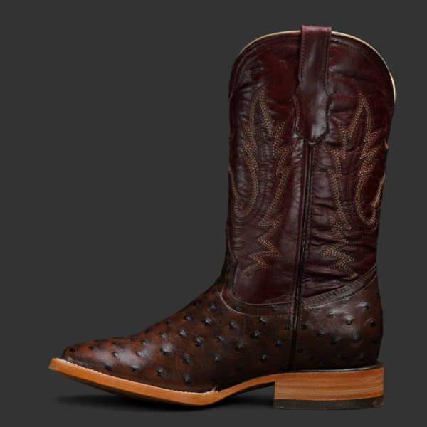 Chocolate Brown Ostrich – Square Toe - Image 2