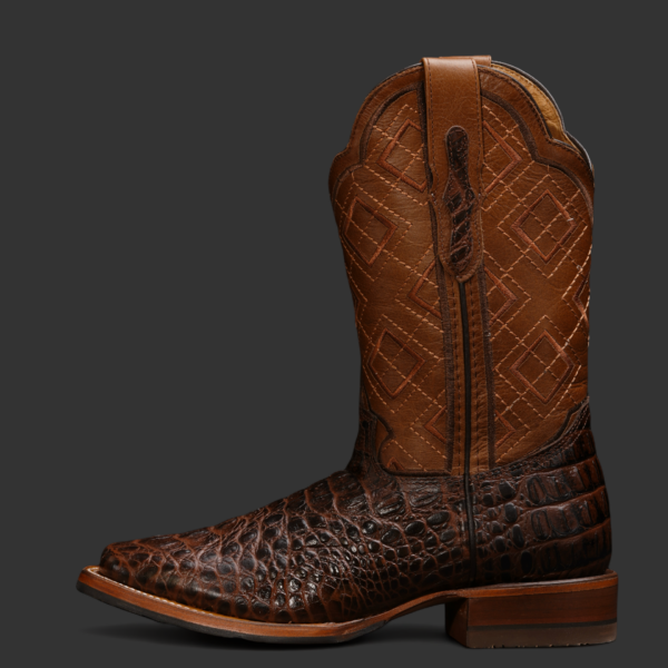 Brown Caiman Neck Square Toe
