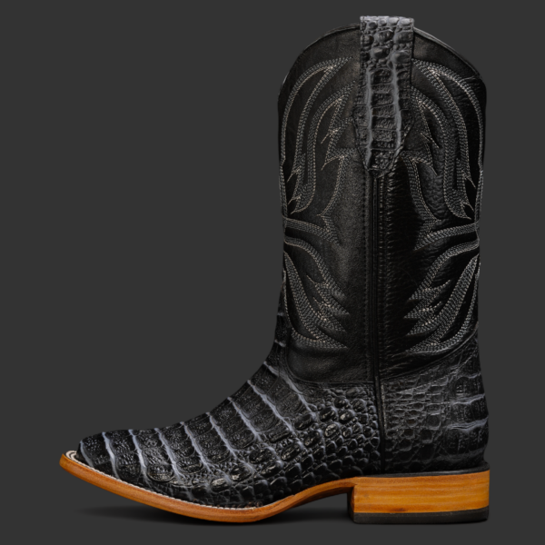 Gray Caiman Horn Back – Square Toe