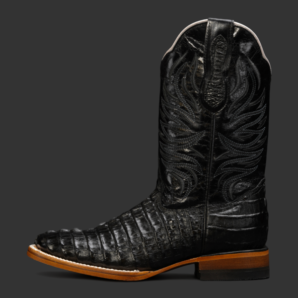 Black Caiman Tail– Square Toe