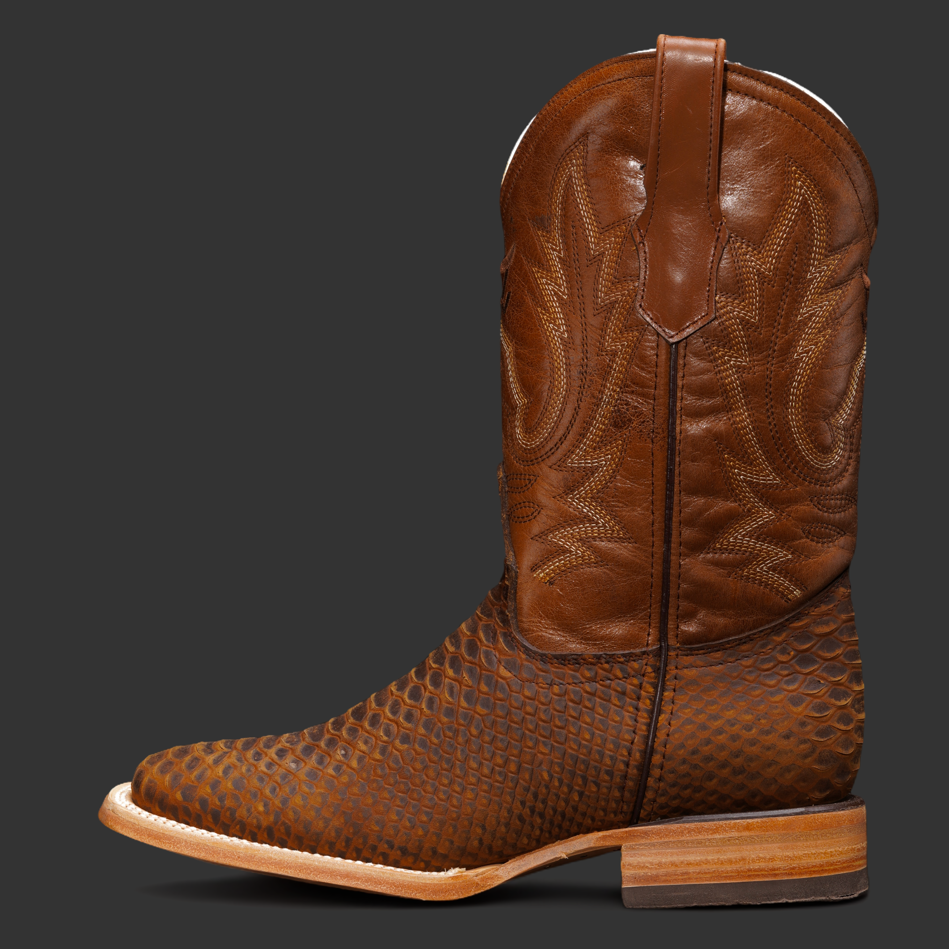 Matte Honey Python – Square Toe