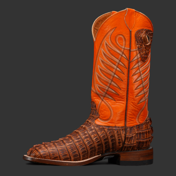 Genuine Cognac Caiman Tail - Square Toe (Made In USA) - Image 2