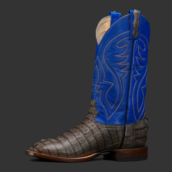 Genuine Grey Caiman Tail - Square Toe (Made In USA) - Image 2