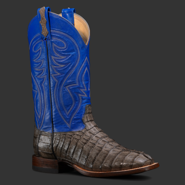 Genuine Grey Caiman Tail - Square Toe (Made In USA)