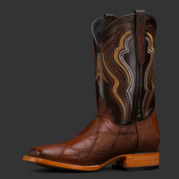 Genuine Brown Ostrich Patchwork – Square Toe - Image 2