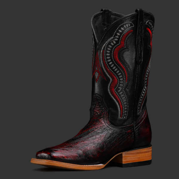 Genuine Black Cherry Ostrich Belly – Square Toe - Image 2