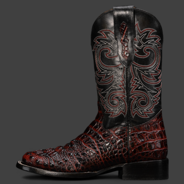 Black Cherry Caiman Neck- Square Toe