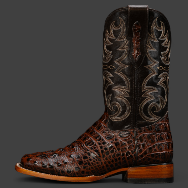 Chocolate Brown Caiman Neck - Square Toe