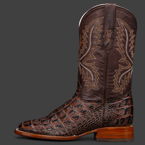 Chocolate Caiman Horn Back– Square Toe