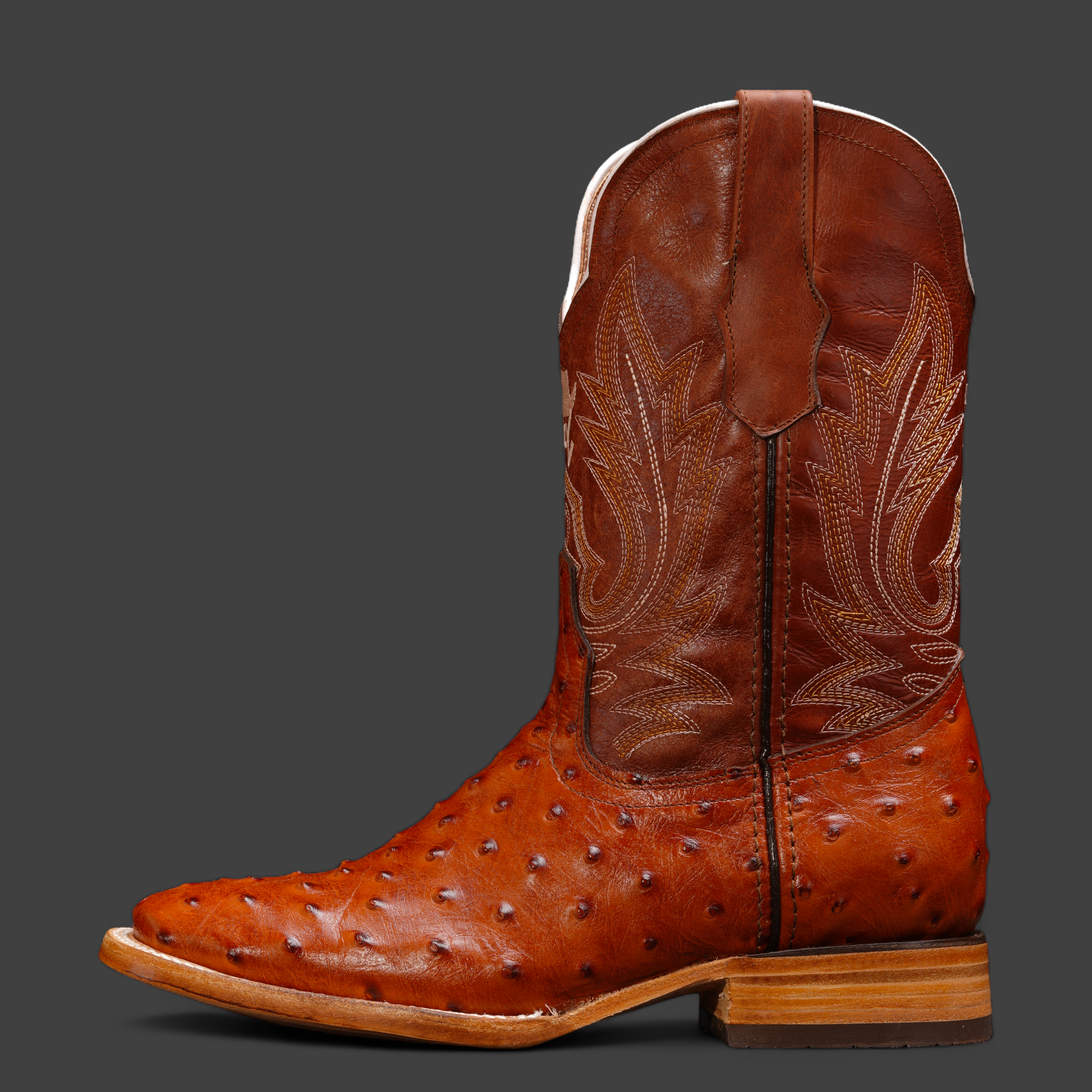 Cognac Ostrich – Square Toe