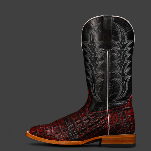 Cherry Caiman Horn Back– Square Toe