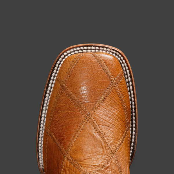 Genuine Honey Ostrich Patchwork – Square Toe - Image 3