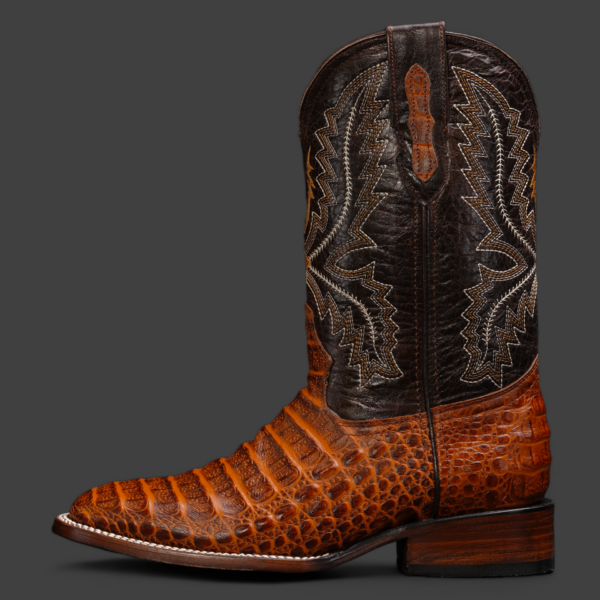 Cognac Caiman Horn Back - Square Toe