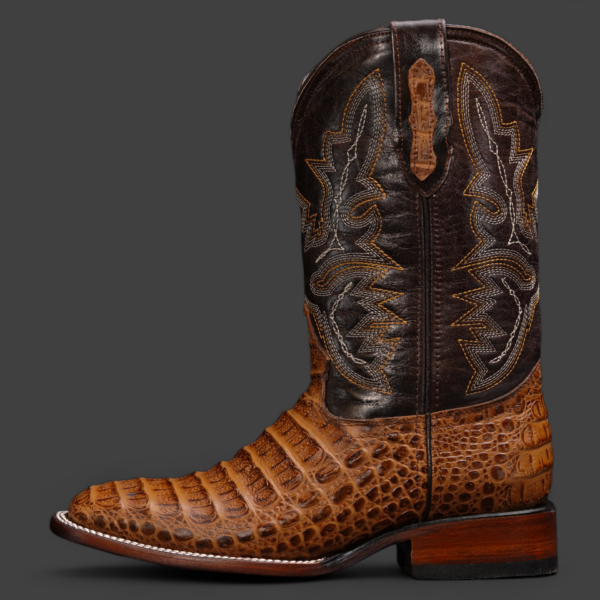 Honey Caiman Horn Back - Square Toe