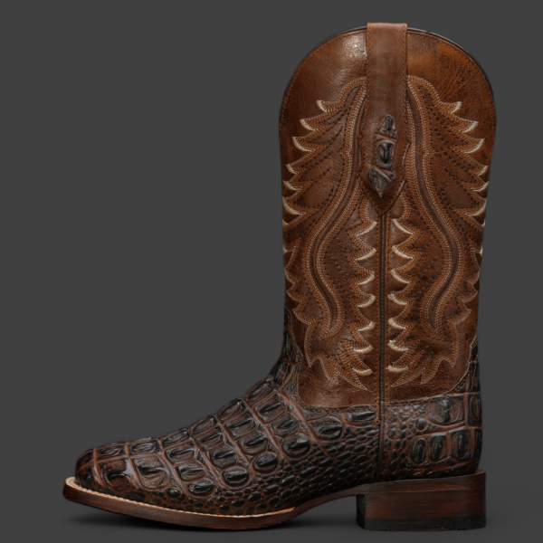 Brown Caiman Horn Back- Square Toe
