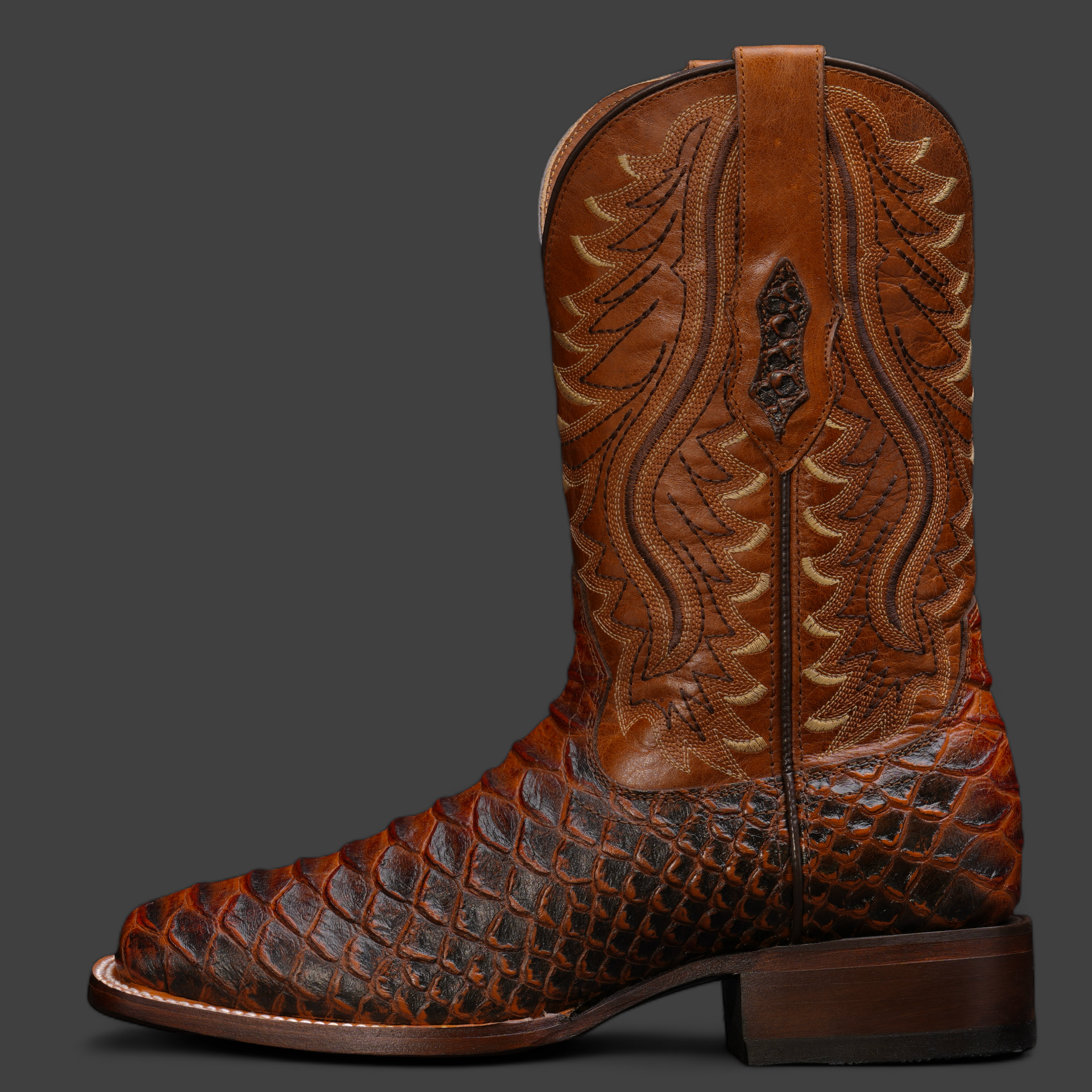 Cognac Python – Square Toe